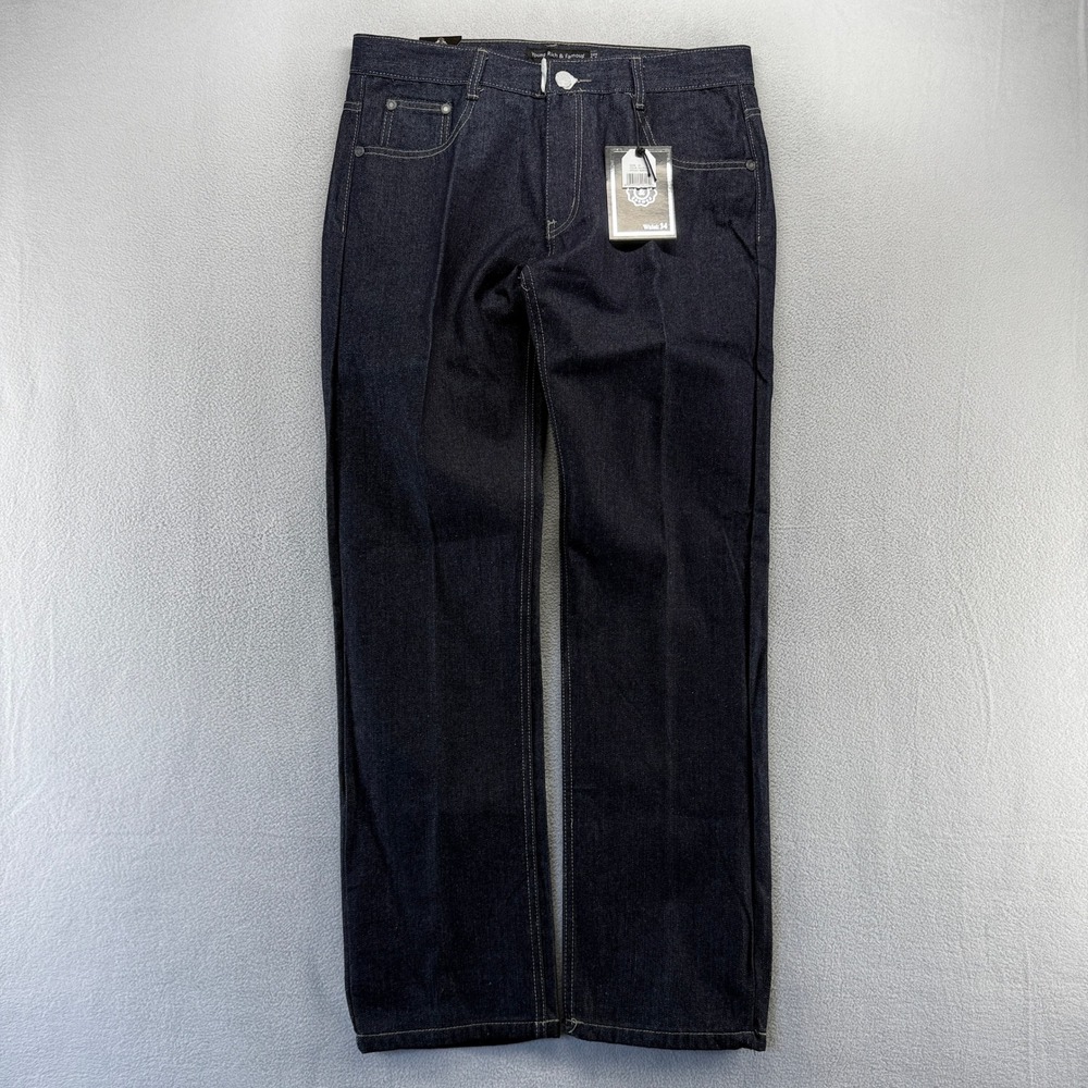 Vintage Young Rich Famous Jeans Mens 34 Blue Raw Denim Dark Baggy Y2k Deadstock